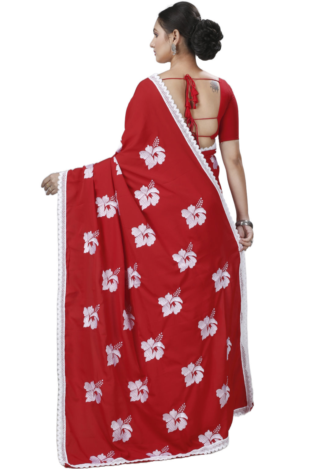 Red White Pure Cotton Teru Hand Loom Saree (1259)
